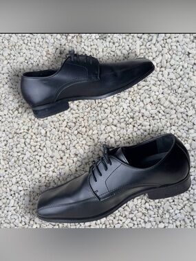 VANGELO Matte Black Tux-5 Lace Up  Dress Shoes Size 10.5 Wide